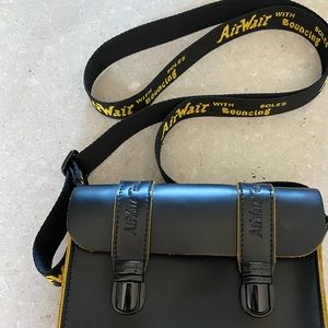 Dr. Martens 7” crossbody bag, black and yellow, EUC